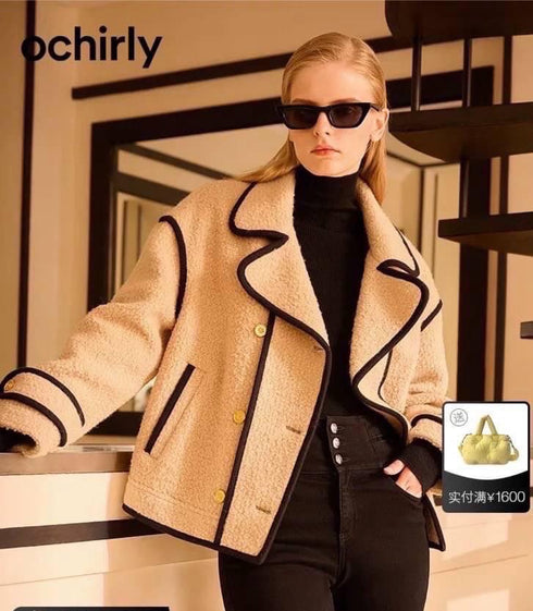 Winter Fashion Color Contrast Blazer